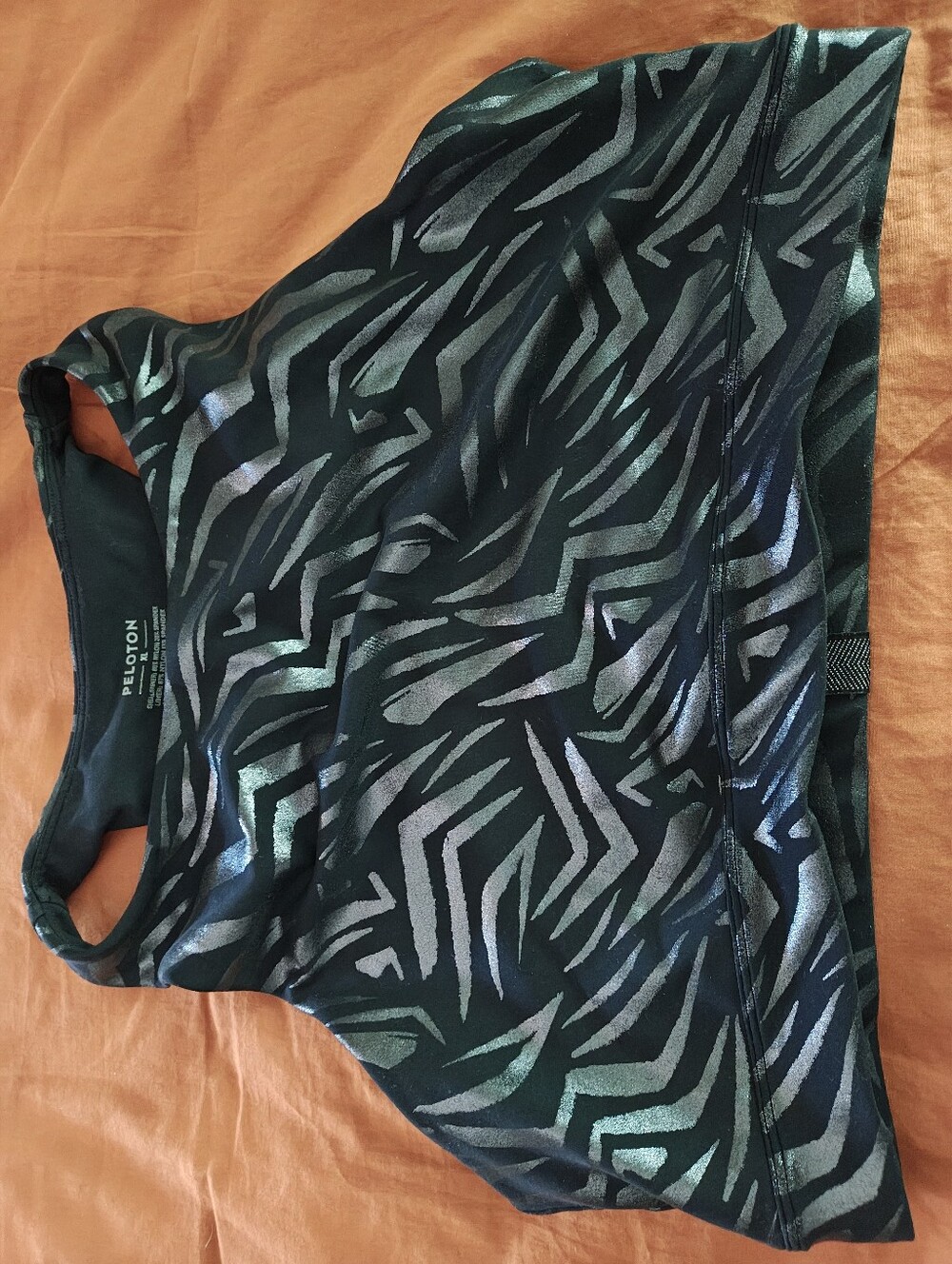 Peloton Women’s Metallic Black & Silver Zebra-Print Tank Top